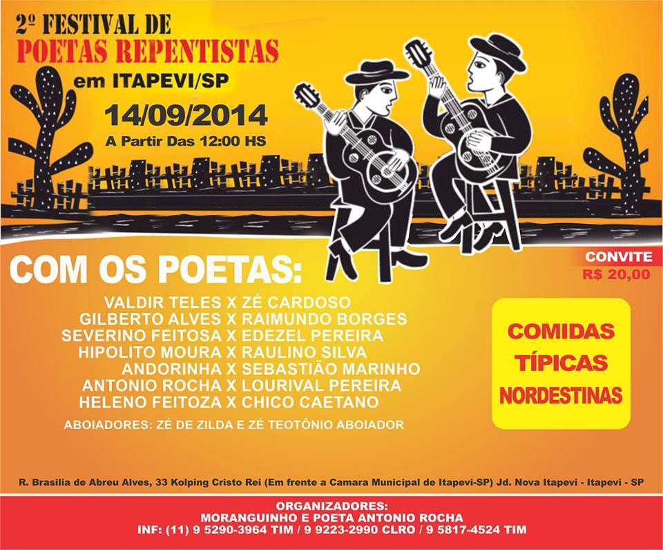  2º Festival de Poetas Repentistas em Itapevi dia 14