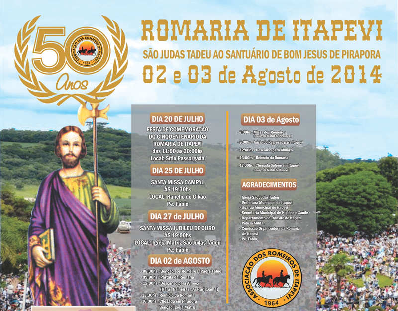  50ª Romaria de Itapevi à Pirapora será 02 e 03 de agosto