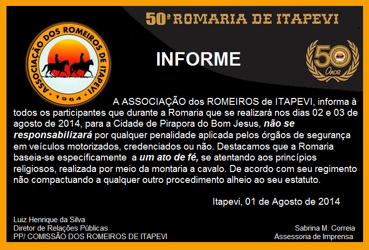  50ª Romaria de Itapevi à Pirapora – Informe