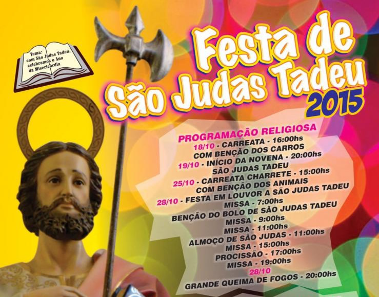  28 de outubro, Dia de São Judas Tadeu. Veja a programação da festa